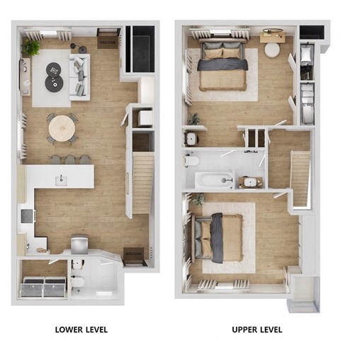 Floor plan for 2 beds, 1.5 baths, 1178 sqft